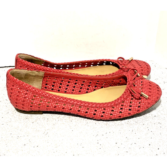 Talbots Pink Ballet Flats Woven Faux Leather Casual Shoes Bow Details US 7.5M - Picture 7 of 10